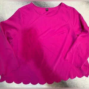 Shein Curve Fuchsia Pink‎ Scalloped Hem Cross Back Top Blouse 4XL